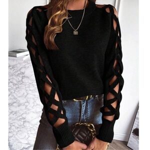 Cozy Criss Cross Long Sleeve Loose Fit Sweater Top XS S M L XL